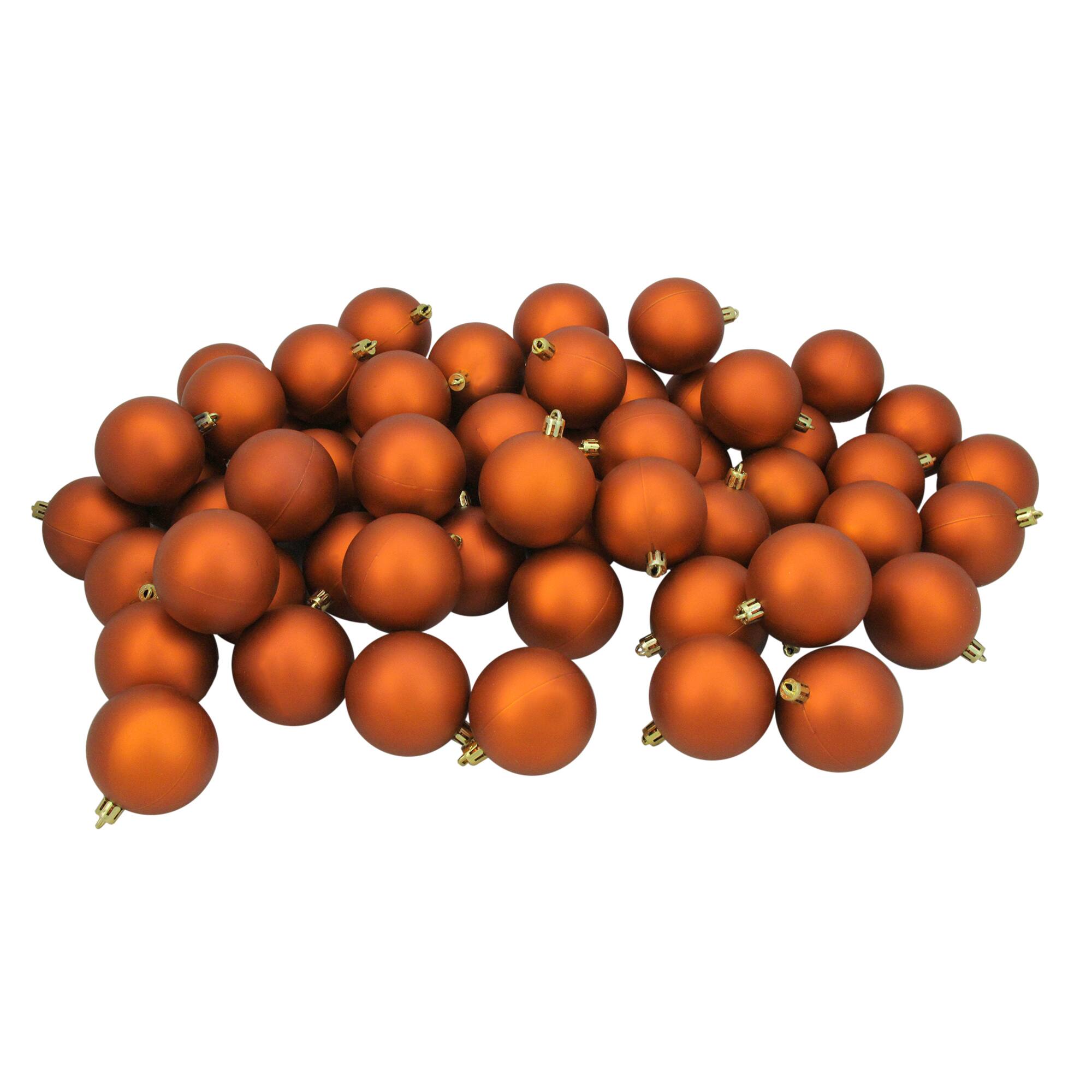 60ct. 2.5" Burnt Orange Shatterproof Matte Christmas Ball Ornaments